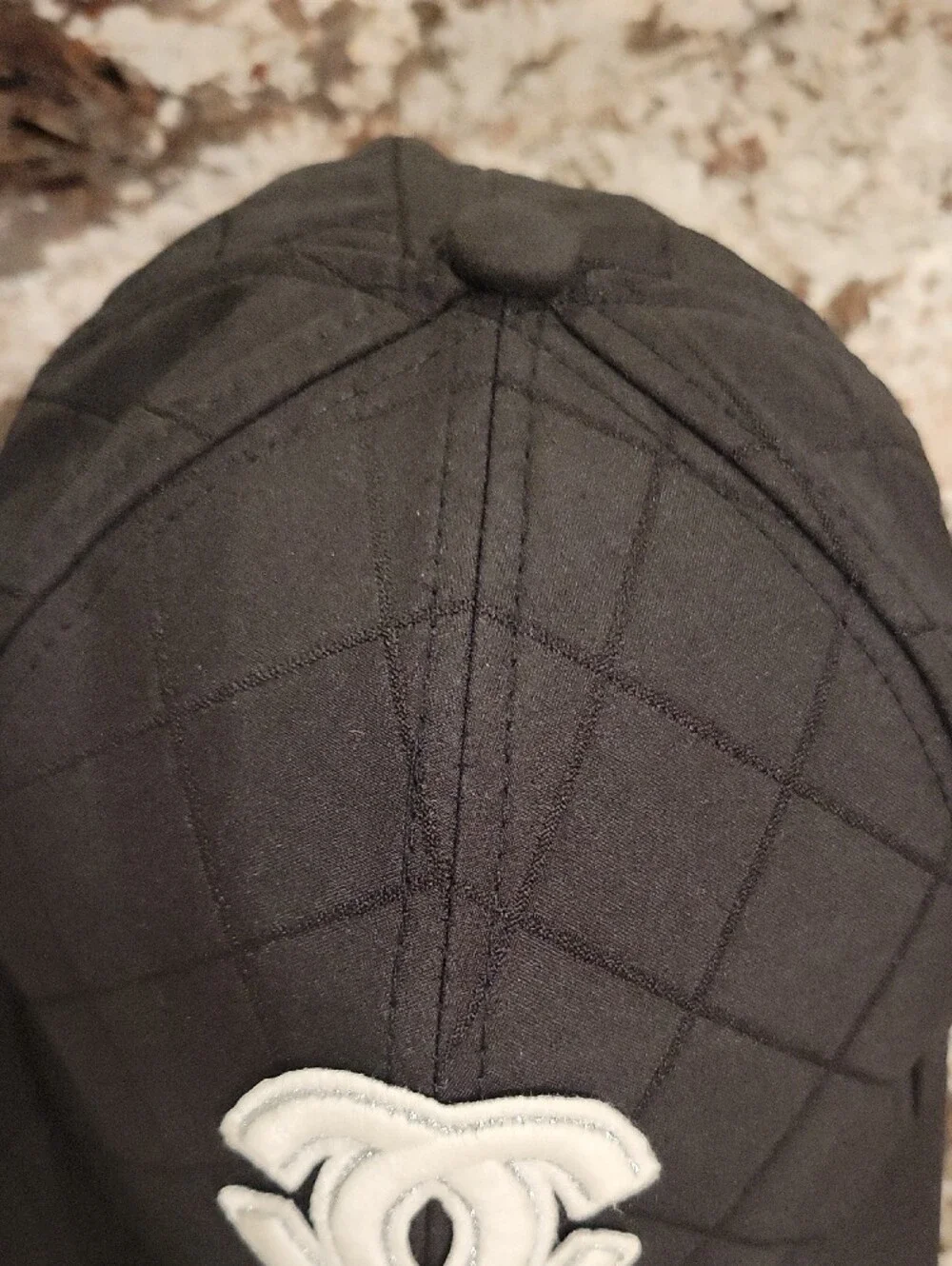 CHANEL Black Cap with White CC Logo